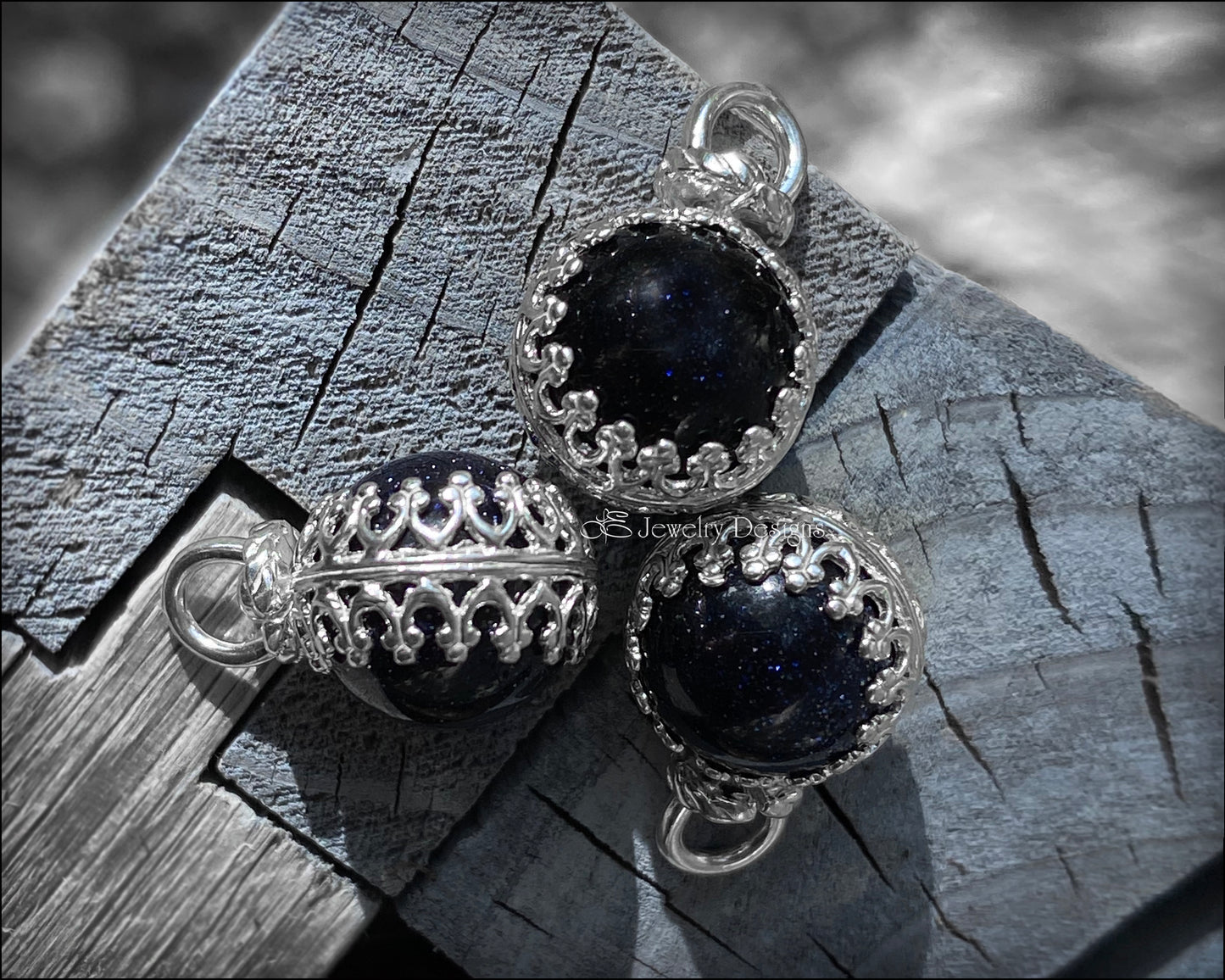 Blue Goldstone Galaxy Orb Necklace (sterling) - LE Jewelry Designs