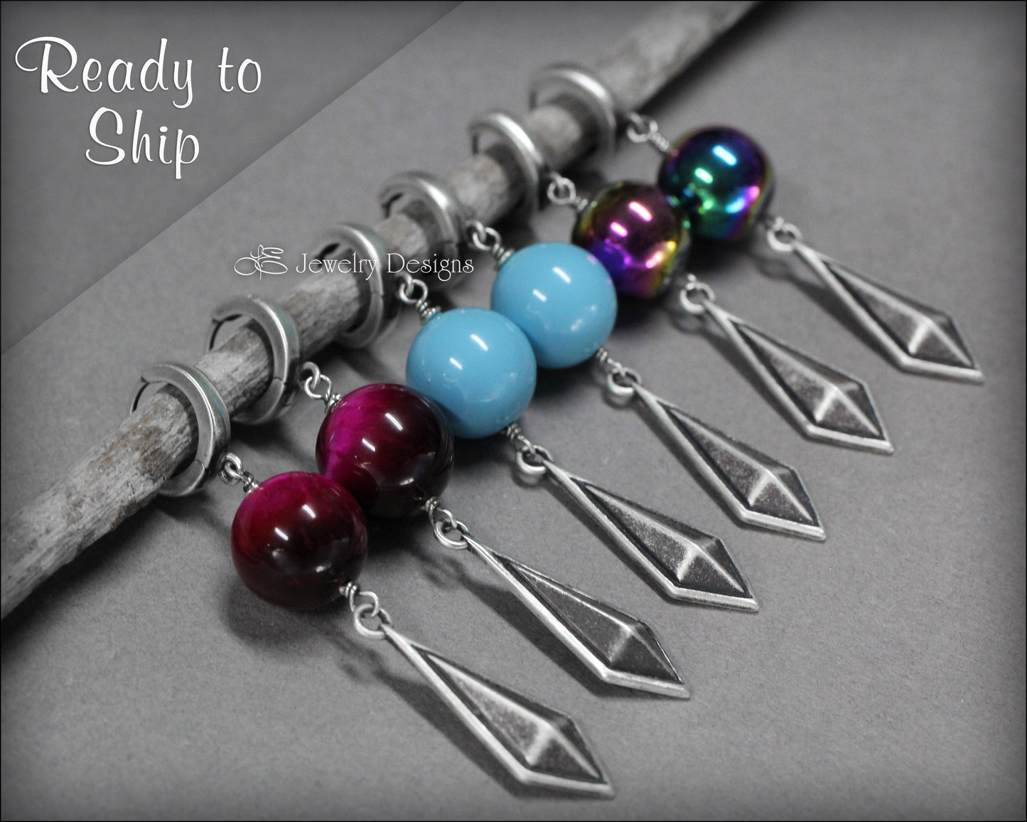 Long Diamond Shaped Bead Earrings - LE Jewelry Designs