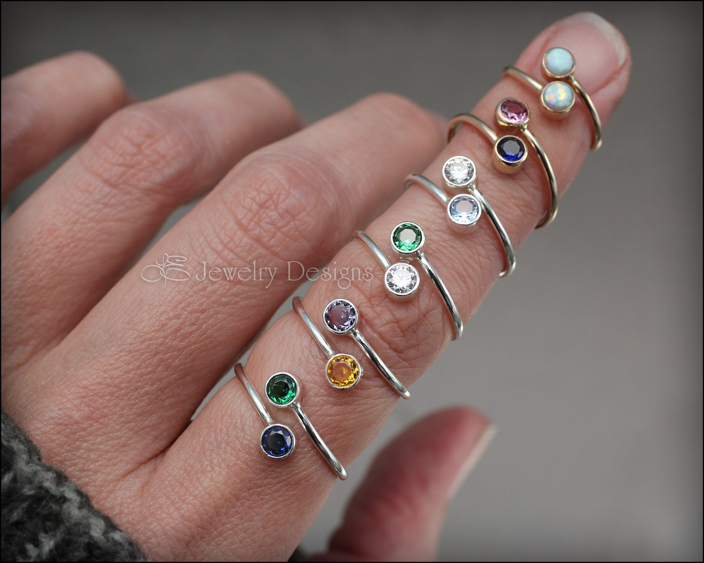 Dual Birthstone Ring (4mm) - LE Jewelry Designs