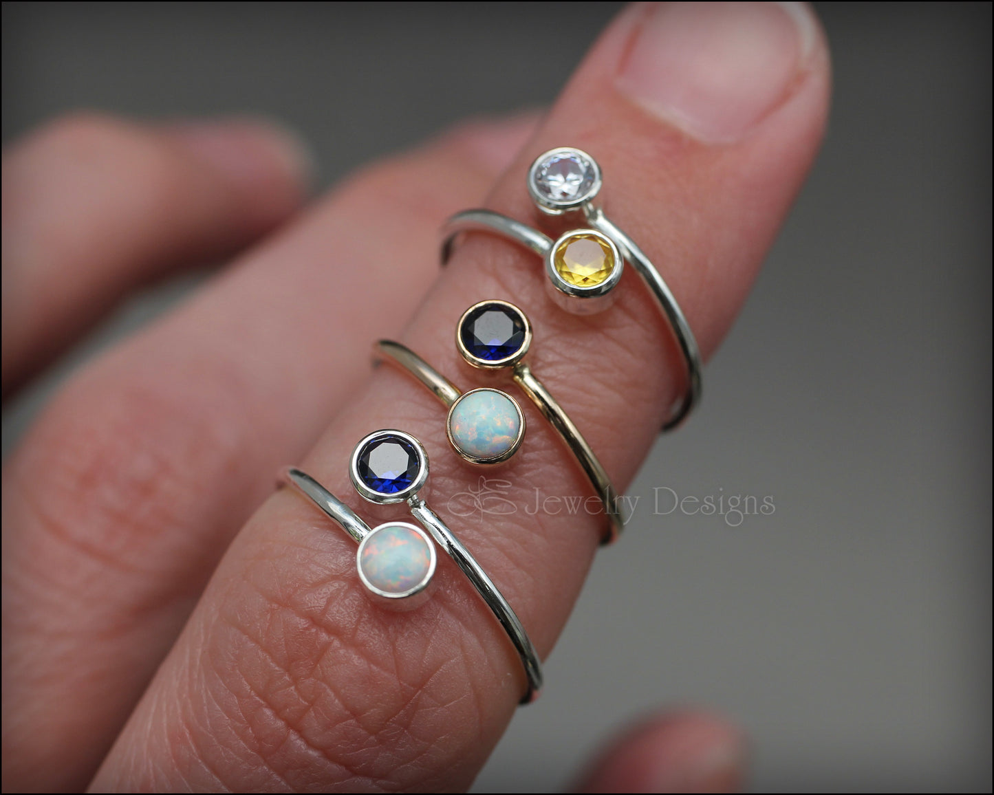 Dual Birthstone Ring (4mm) - LE Jewelry Designs