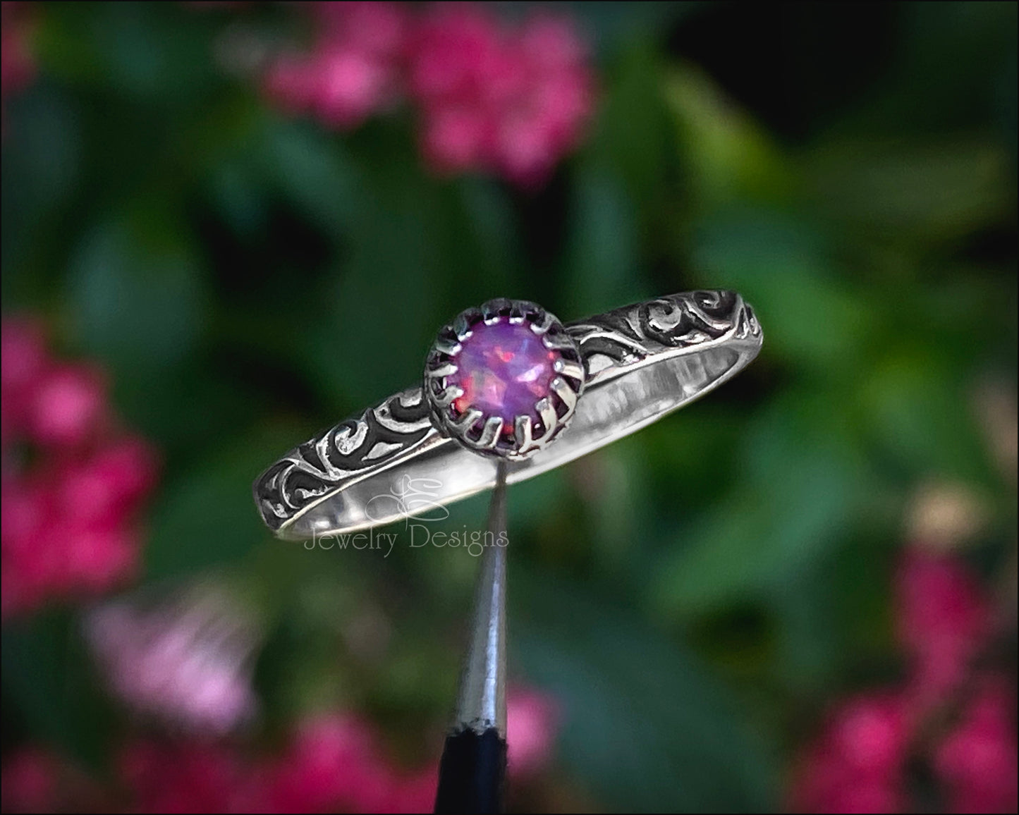Size 6.75 - Gallery Set Bubblegum Opal Ring - LE Jewelry Designs