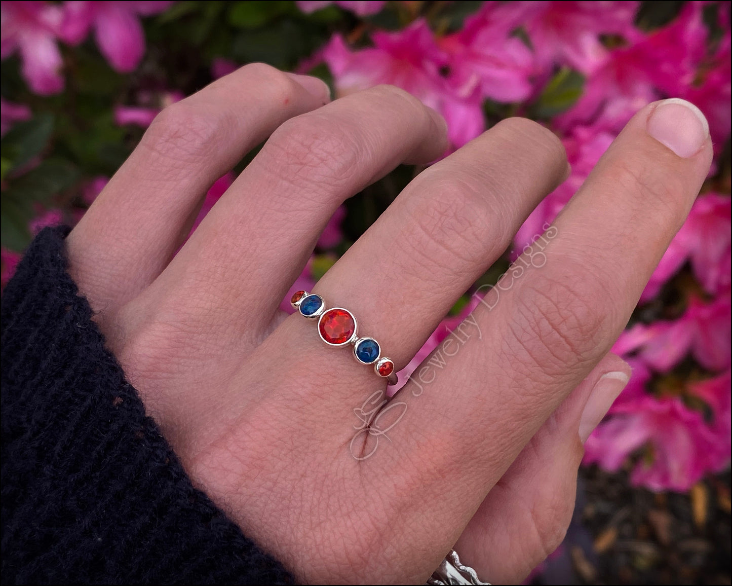 5-Stone Sterling Opal Ring - LE Jewelry Designs