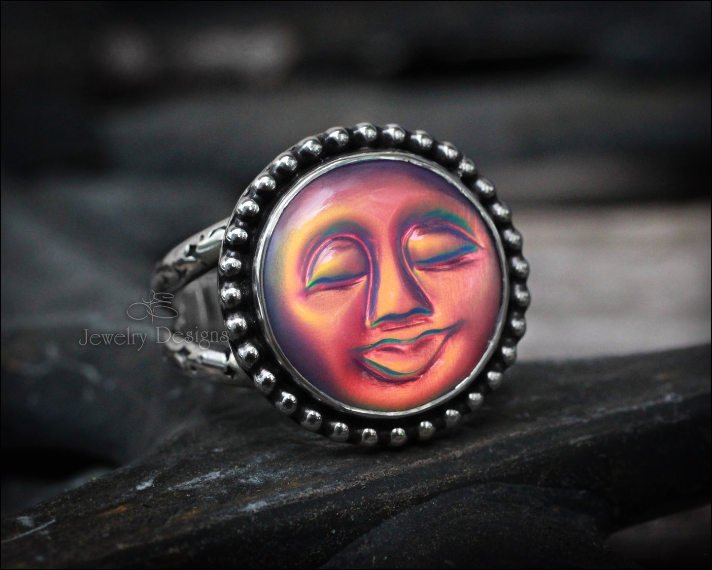Aurora Opal Sleepy Moon Ring - LE Jewelry Designs