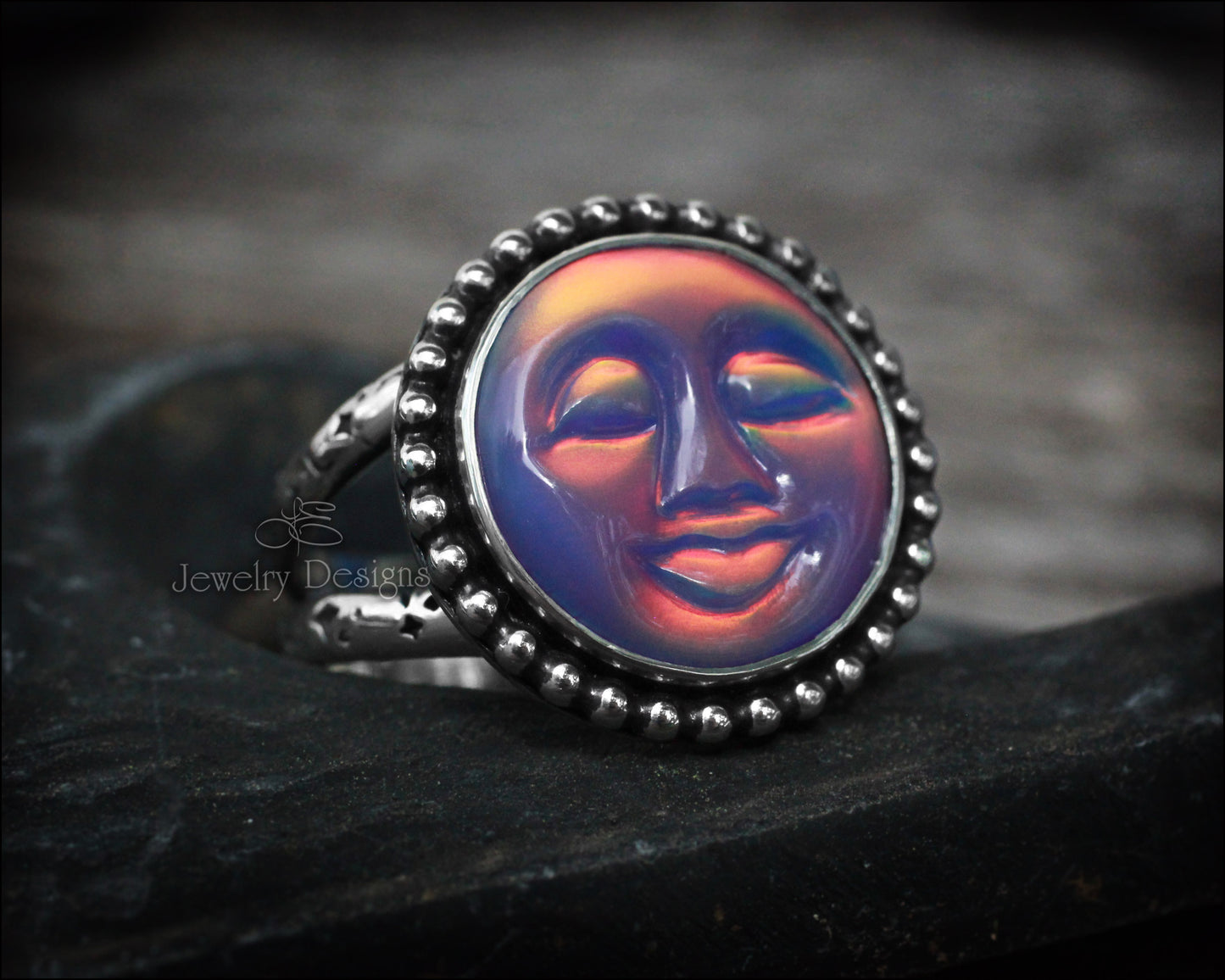 Aurora Opal Sleepy Moon Ring - LE Jewelry Designs