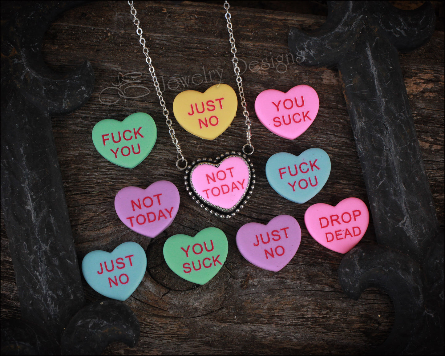 Inappropriate Sterling Candy Heart Necklace - LE Jewelry Designs
