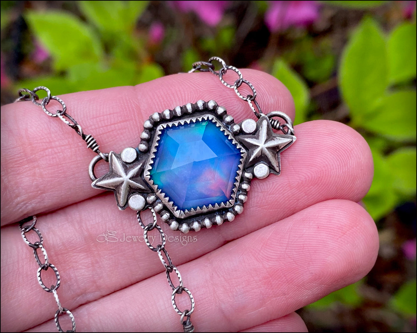 Sterling Aurora Opal Galaxy Necklace - LE Jewelry Designs