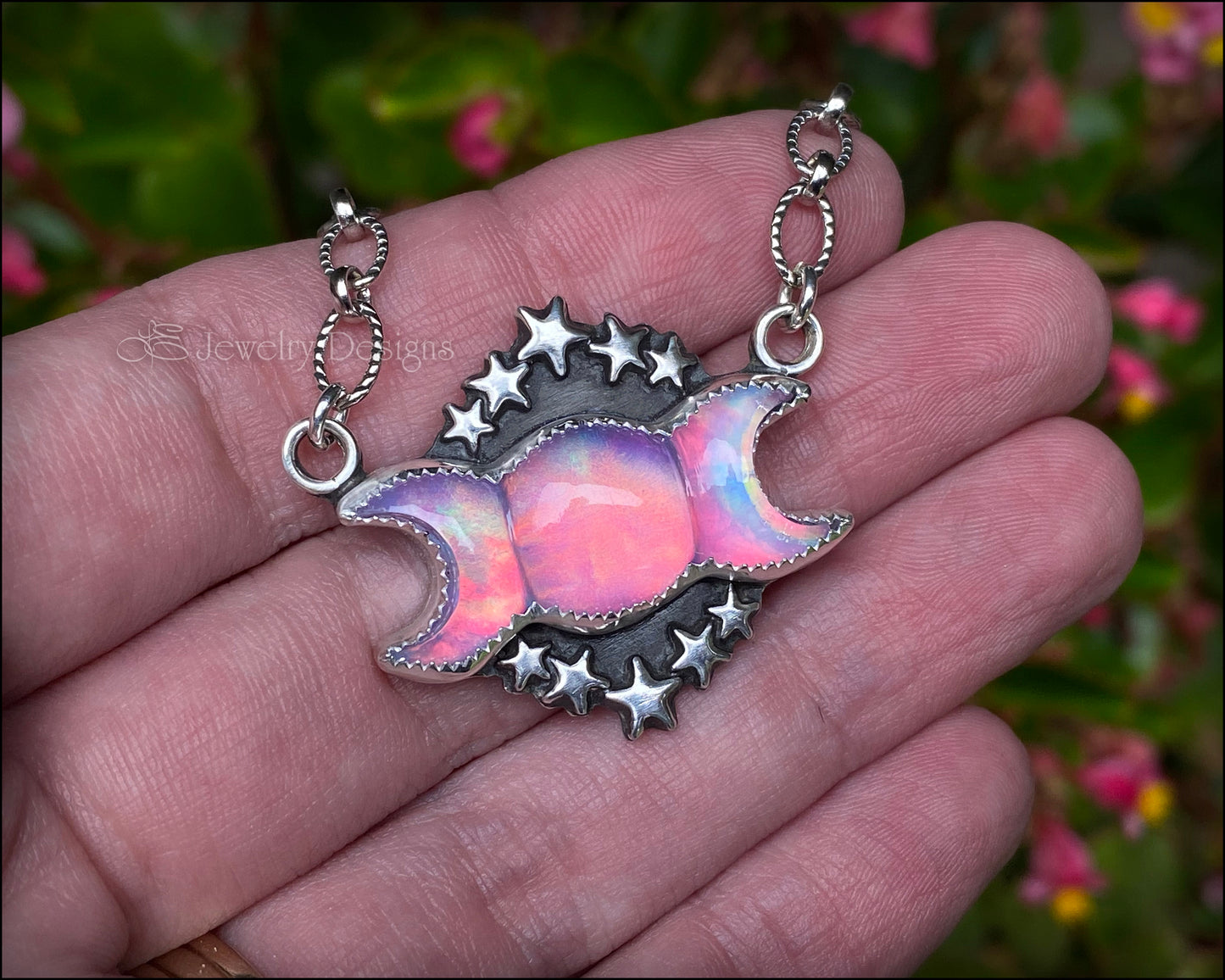 Aurora Opal Moon Phase Necklace - LE Jewelry Designs