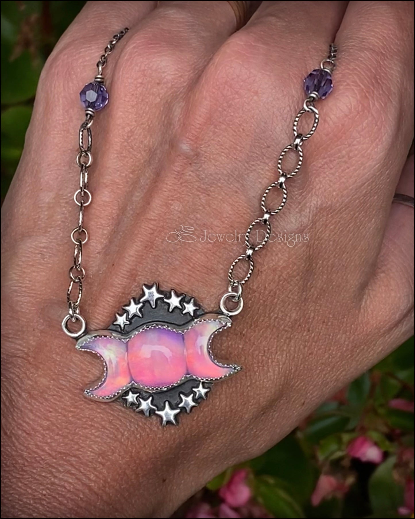 Aurora Opal Moon Phase Necklace - LE Jewelry Designs