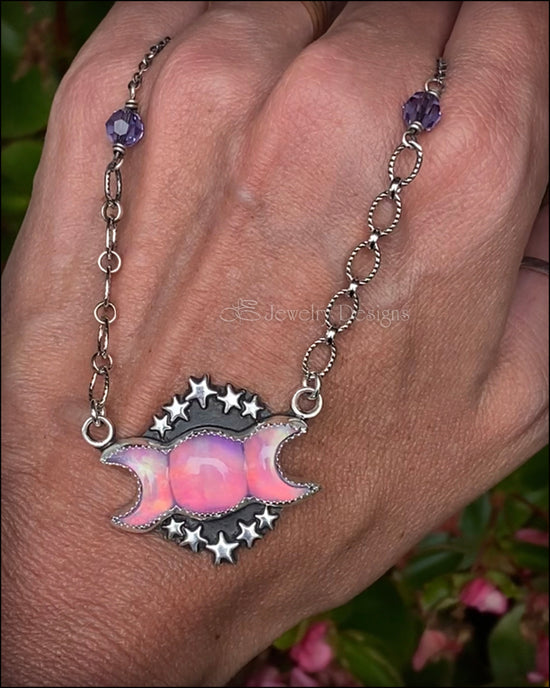 Aurora Opal Moon Phase Necklace - LE Jewelry Designs