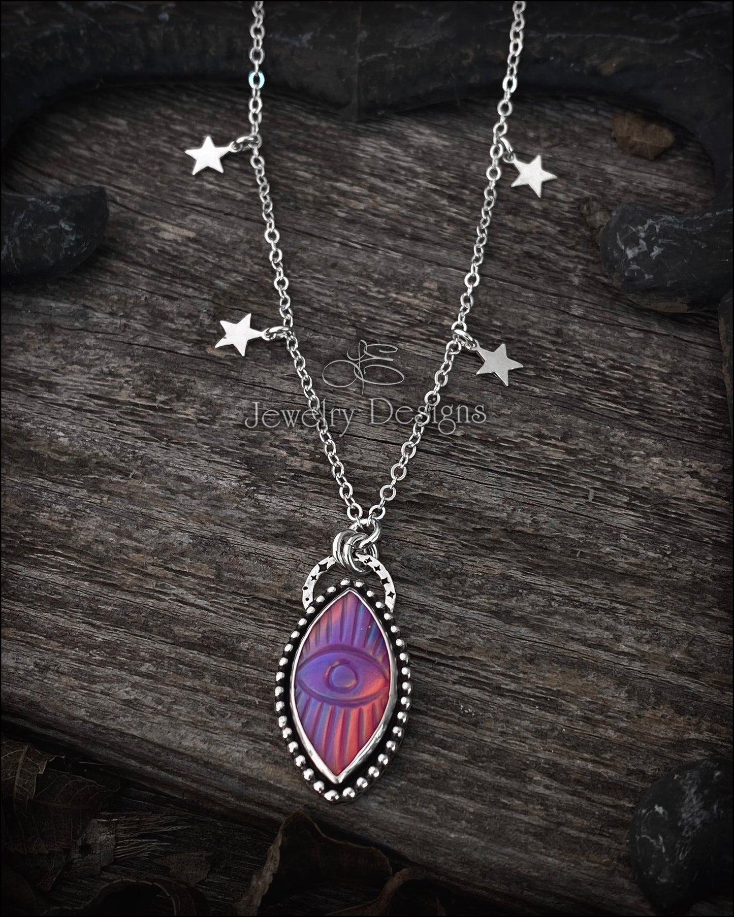 Aurora Opal Evil Eye Celestial Necklace - LE Jewelry Designs