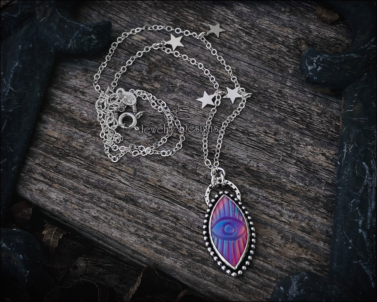 Aurora Opal Evil Eye Celestial Necklace - LE Jewelry Designs