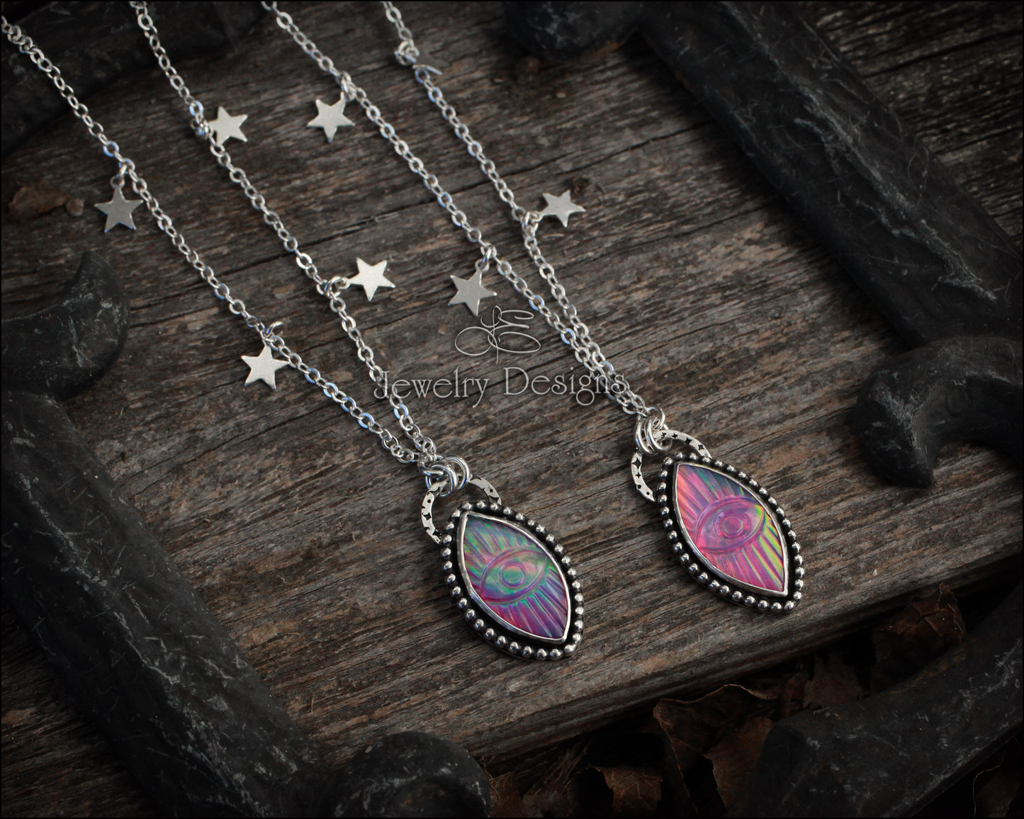 Aurora Opal Evil Eye Celestial Necklace - LE Jewelry Designs