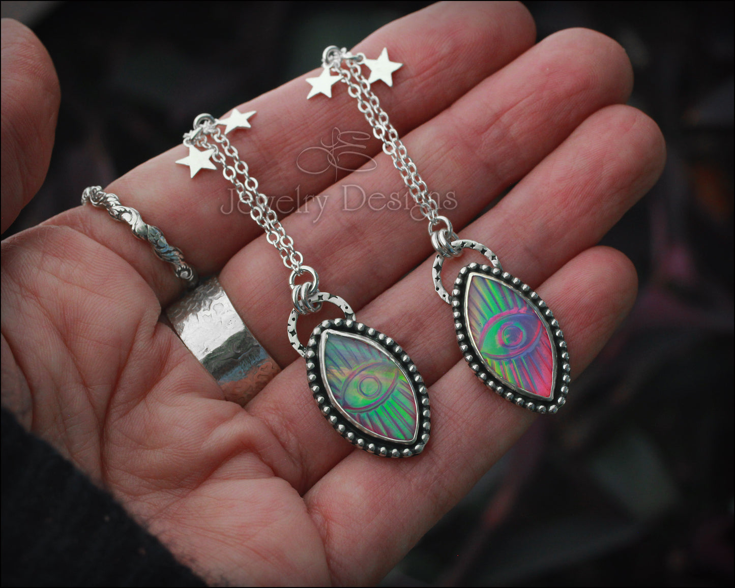 Aurora Opal Evil Eye Celestial Necklace - LE Jewelry Designs