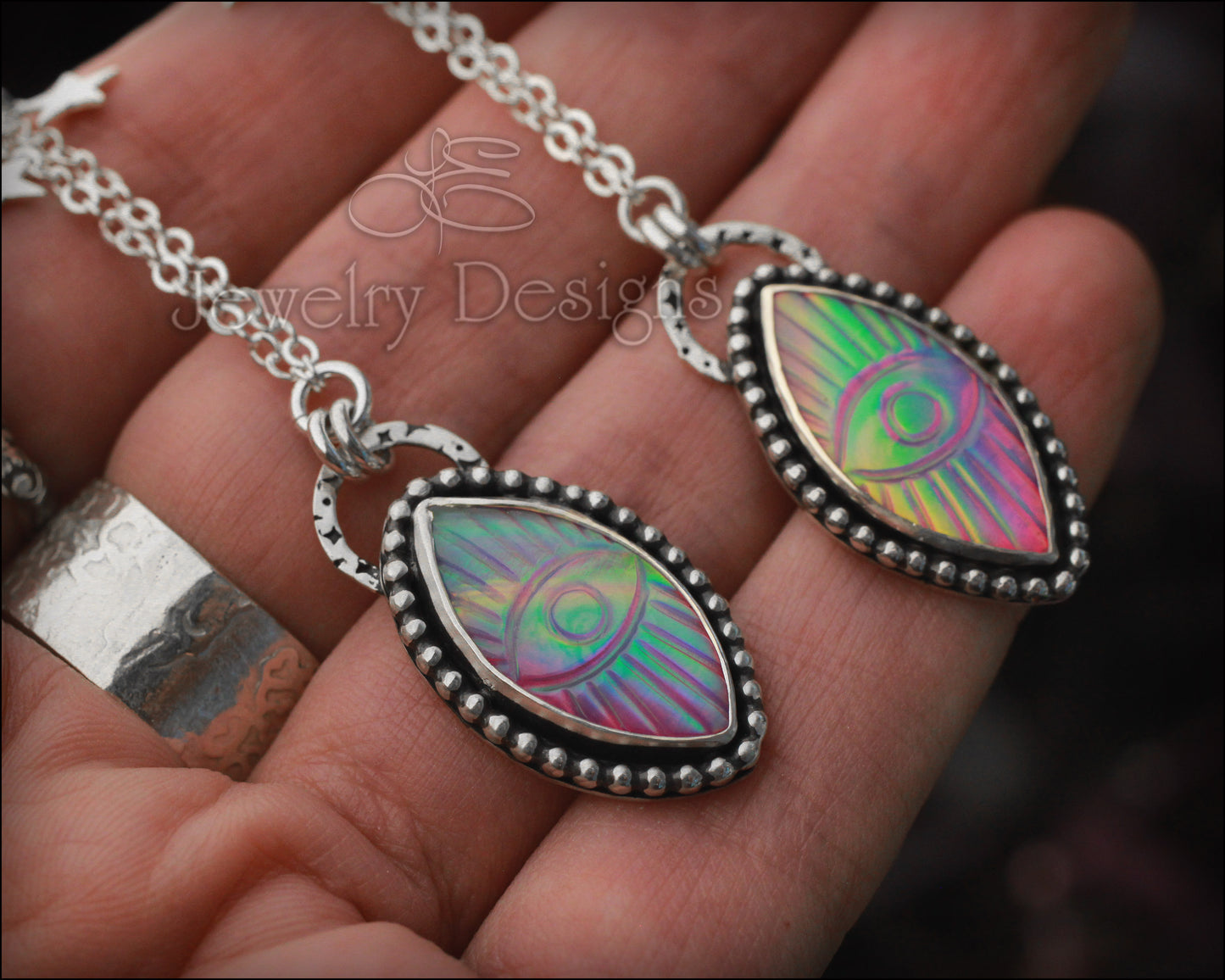 Aurora Opal Evil Eye Celestial Necklace - LE Jewelry Designs
