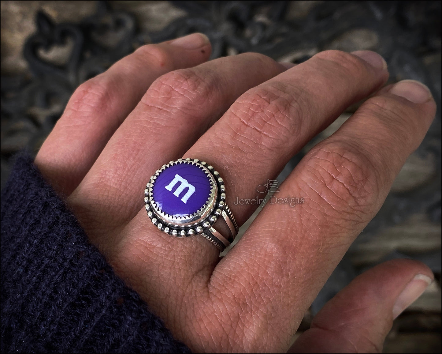 Sterling Candy 'M' Ring - LE Jewelry Designs