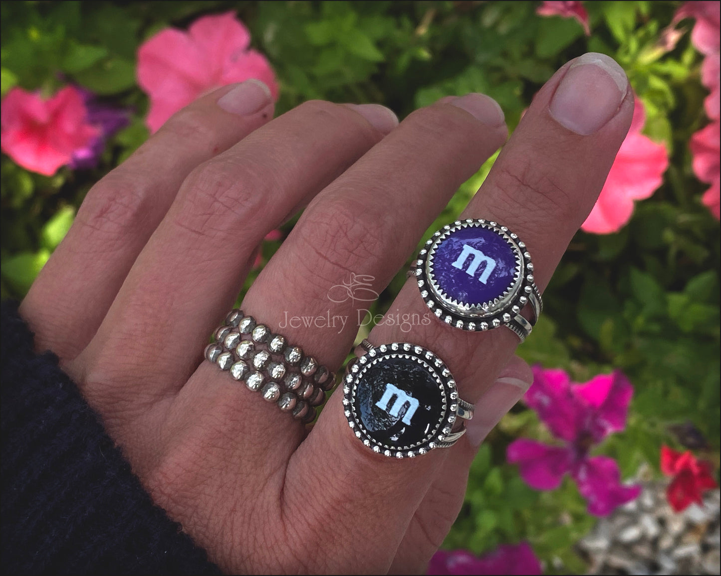 Sterling Candy 'M' Ring - LE Jewelry Designs