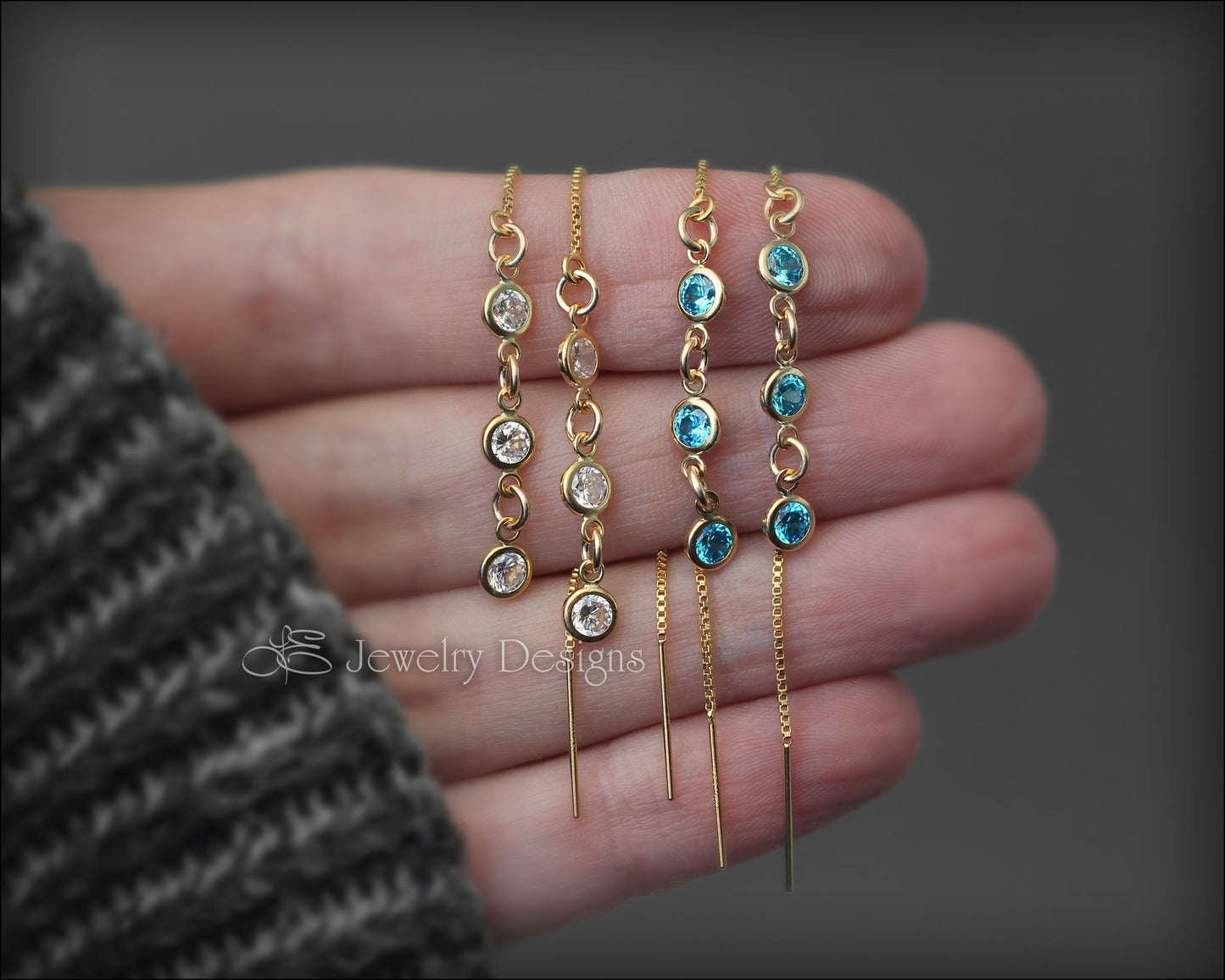 Cubic Zirconia Ear Threaders - LE Jewelry Designs