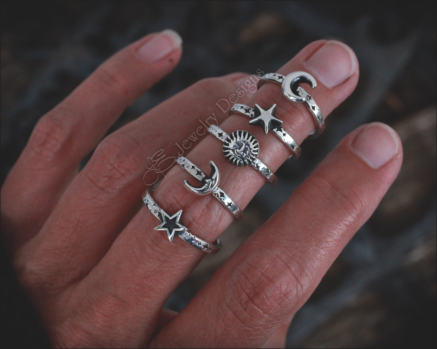 Sterling Celestial Stacking Rings - LE Jewelry Designs