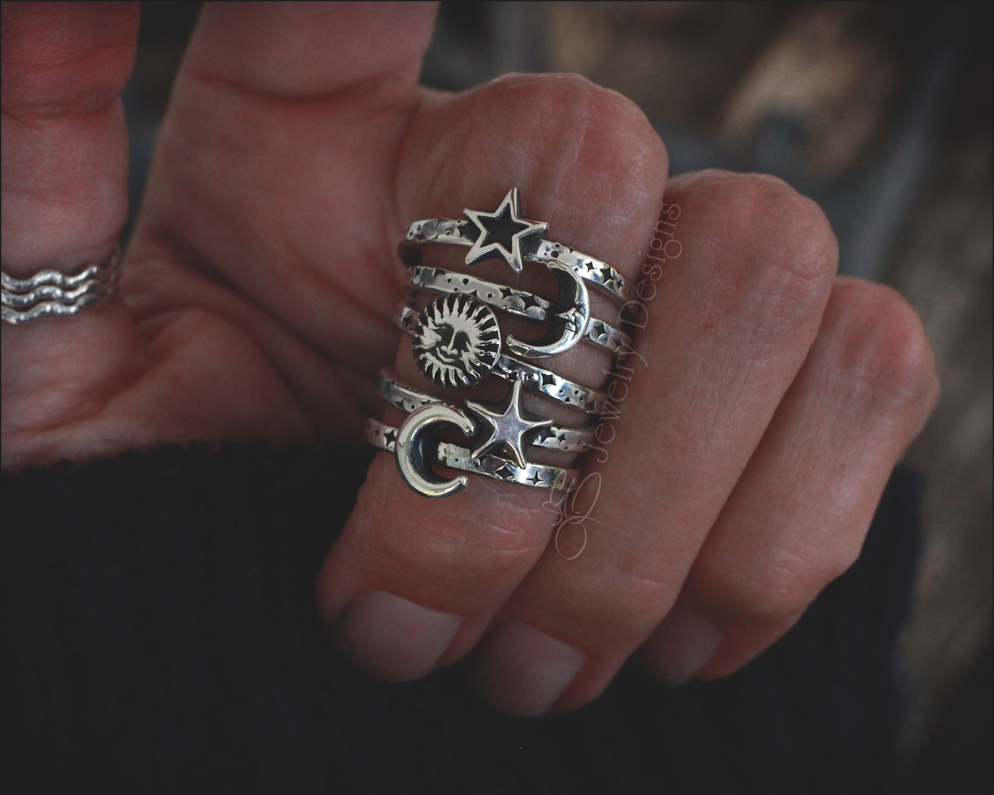 Sterling Celestial Stacking Rings - LE Jewelry Designs