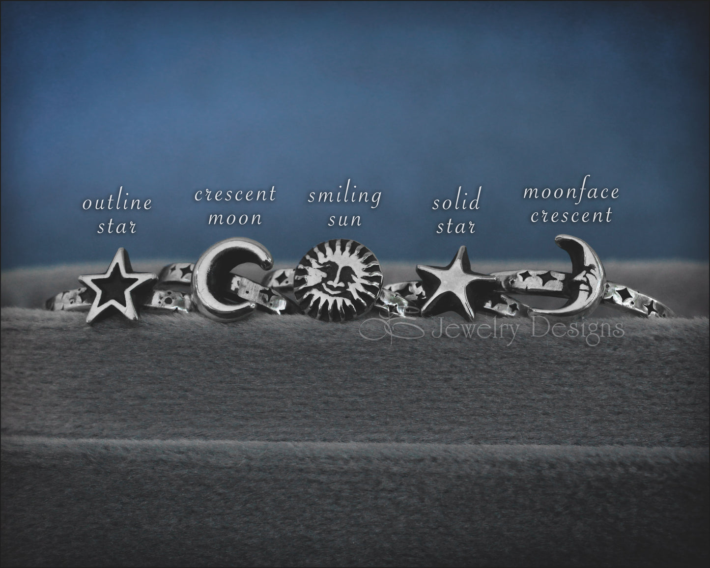 Sterling Celestial Stacking Rings - LE Jewelry Designs