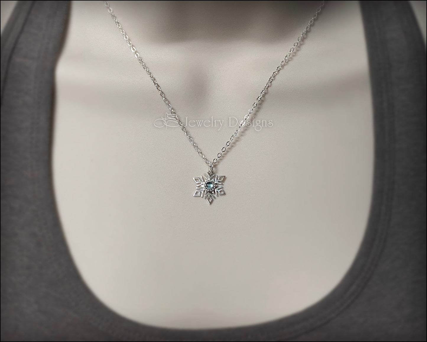 Sterling Snowflake Gemstone Necklace - ( choose stone) - LE Jewelry Designs