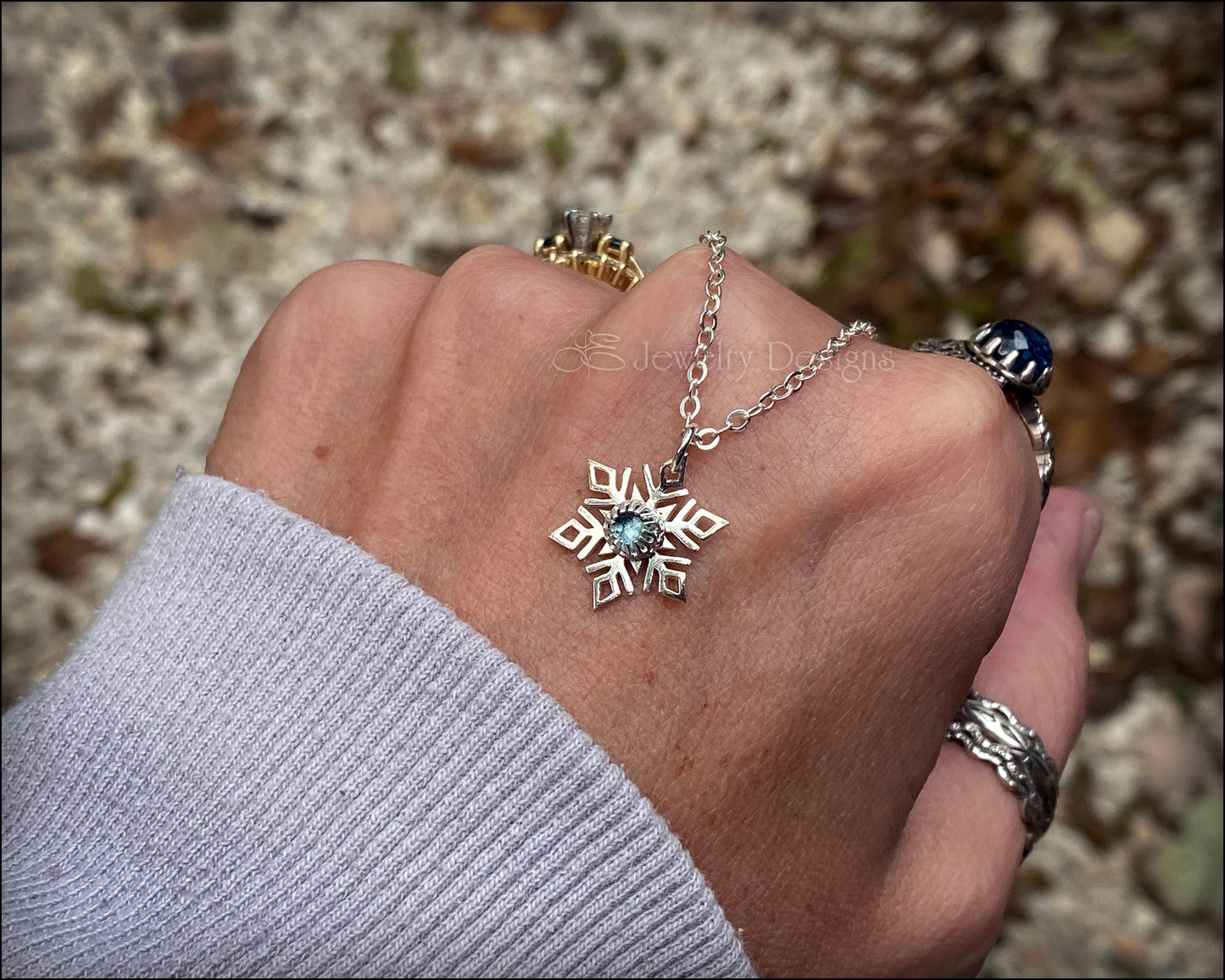Sterling Snowflake Gemstone Necklace - ( choose stone) - LE Jewelry Designs