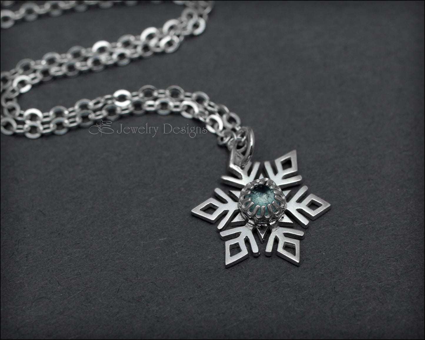 Sterling Snowflake Gemstone Necklace - ( choose stone) - LE Jewelry Designs