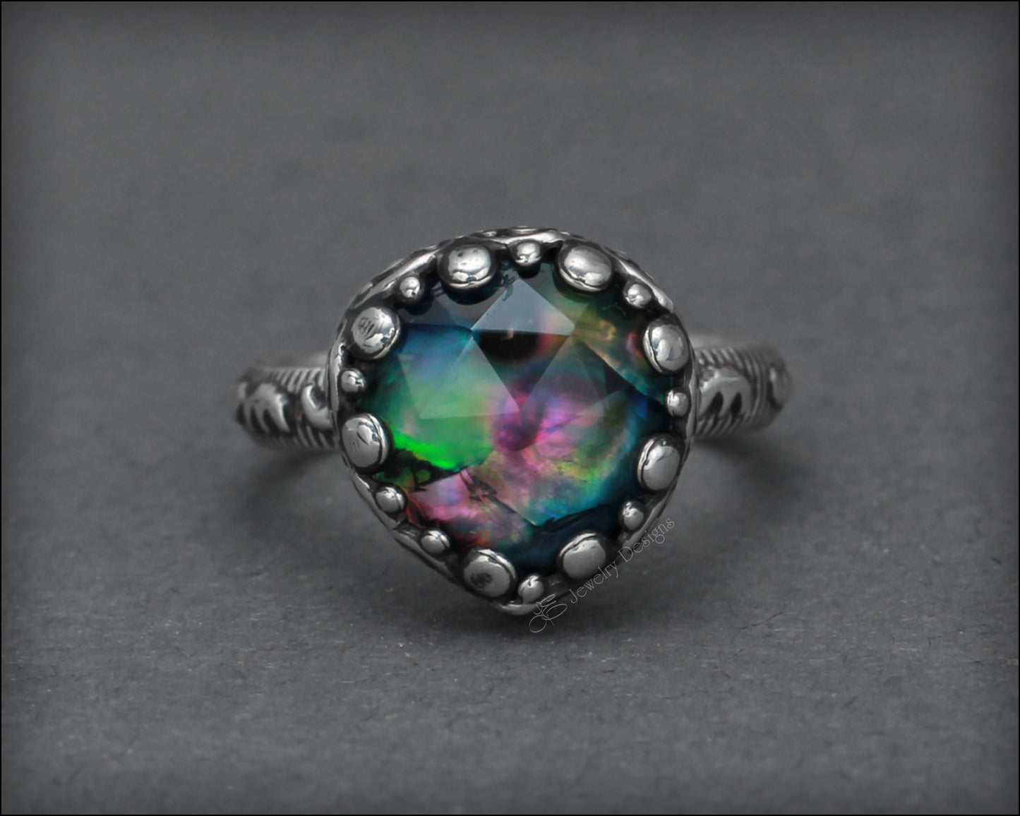 Size 7 - Sterling Dichroic Glass Ring - RTS - LE Jewelry Designs
