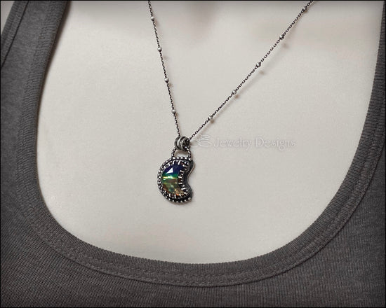 Dichroic Glass Rose Cut Moon Necklaces - LE Jewelry Designs