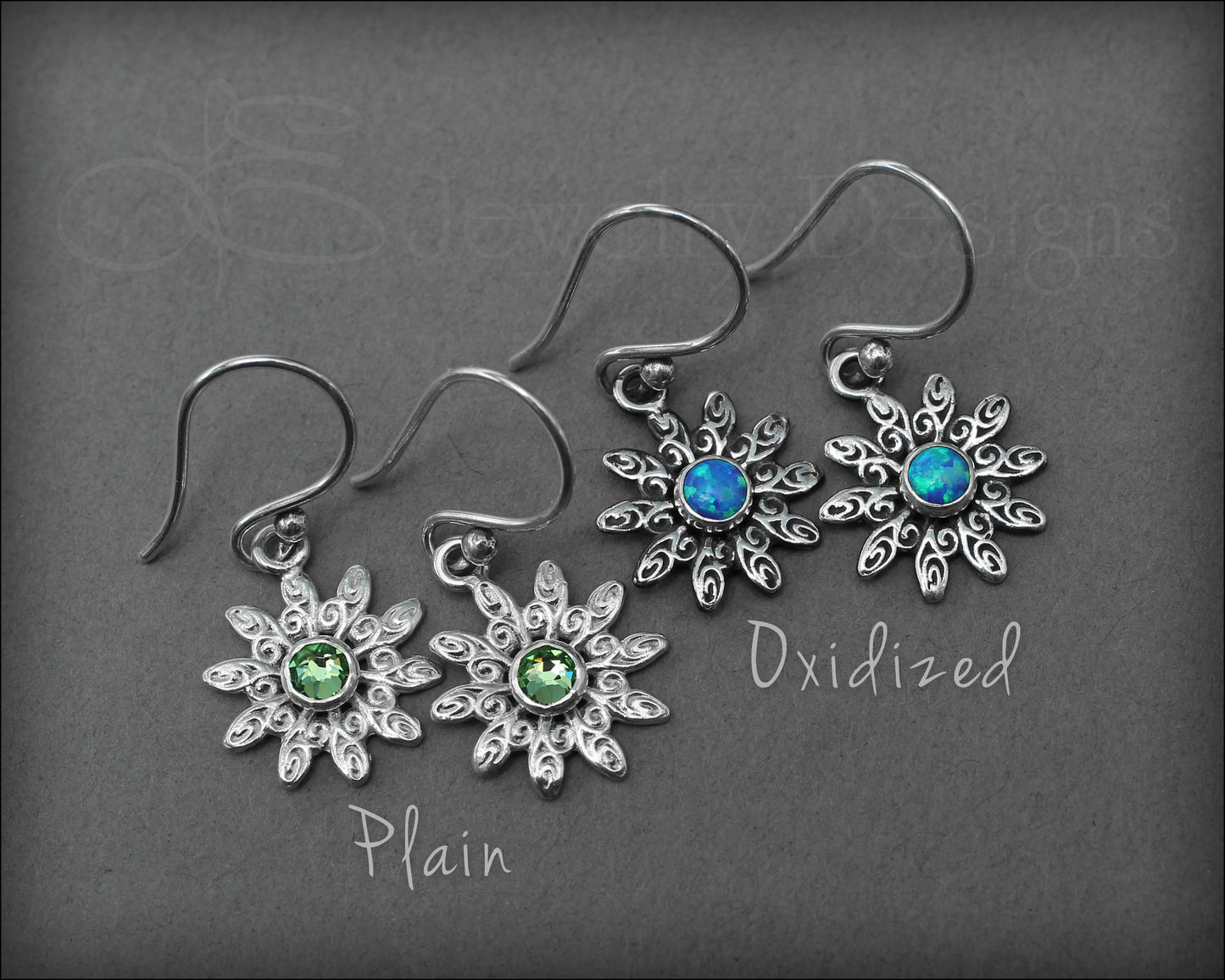 Sterling Flower Birthstone Earrings - LE Jewelry Designs