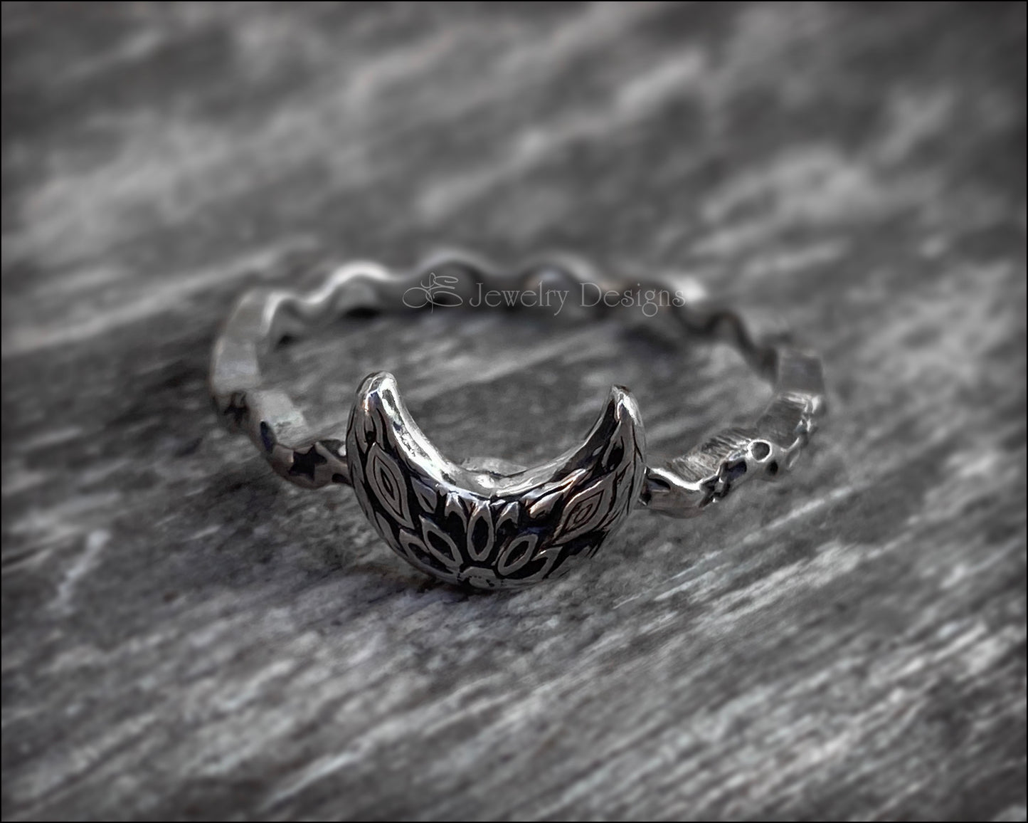 Dainty Sterling Flower Moon Ring - LE Jewelry Designs