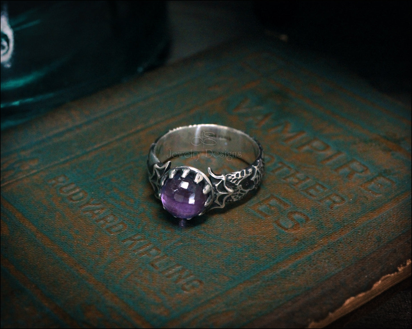 Sterling Spider Web Gemstone Ring - LE Jewelry Designs