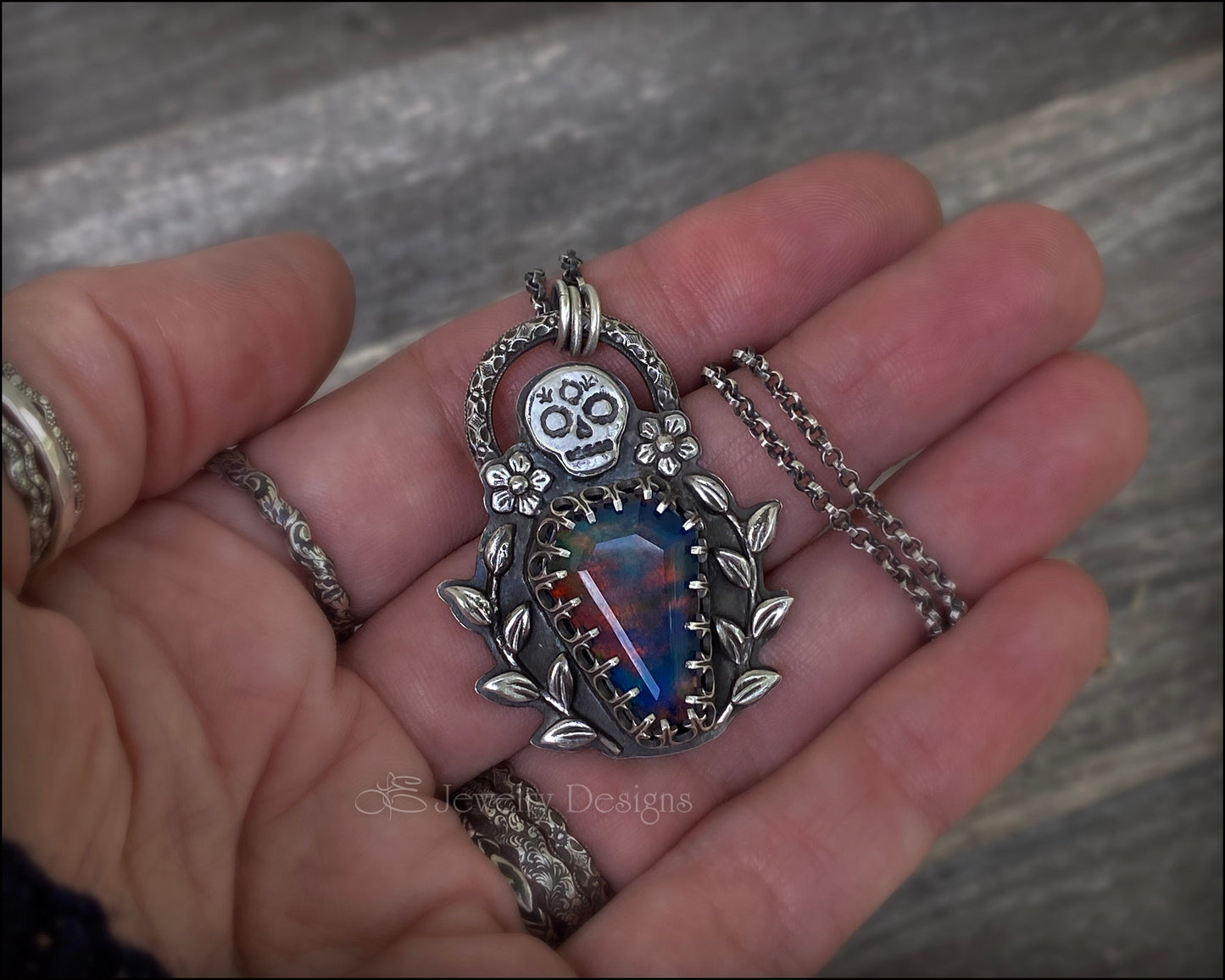 Gravesite Aurora Opal Coffin Pendant - LE Jewelry Designs