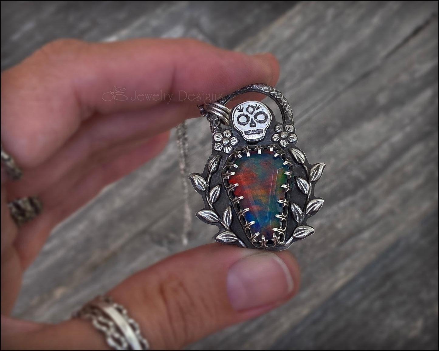 Gravesite Aurora Opal Coffin Pendant - LE Jewelry Designs