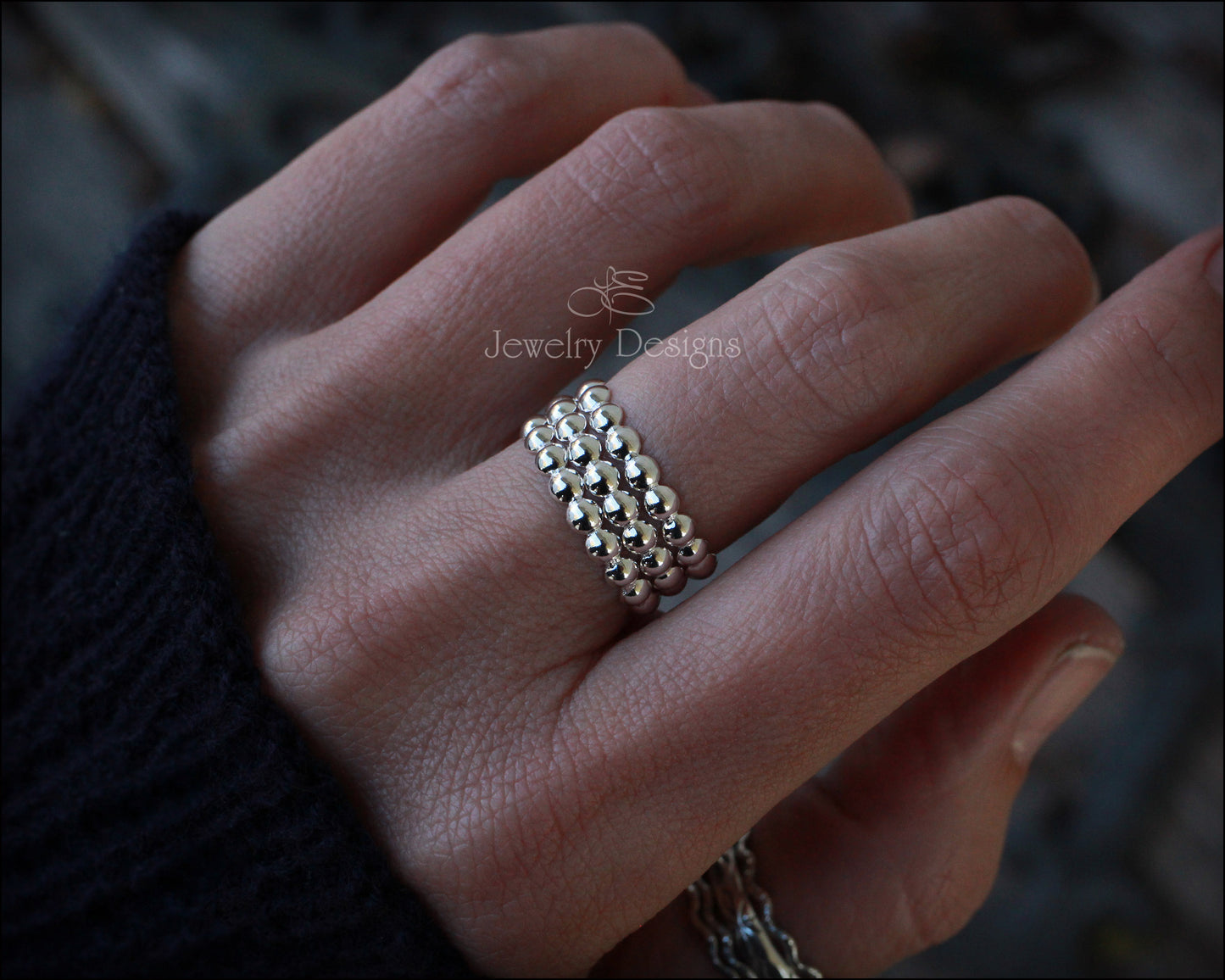 Sterling Silver Beaded Ring - LE Jewelry Designs