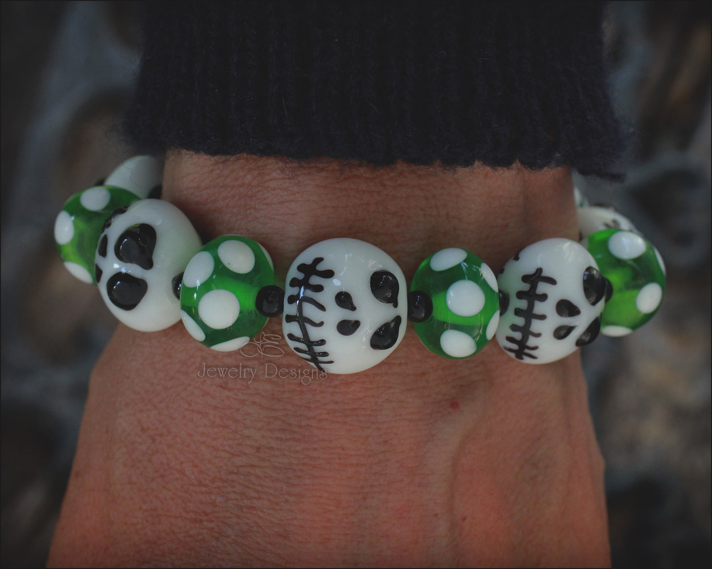 Sterling Lampwork Glass Skeleton Bracelet - LE Jewelry Designs