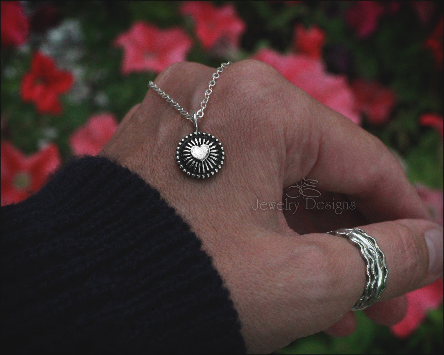 Small Radiating Design Charm Necklace - LE Jewelry Designs
