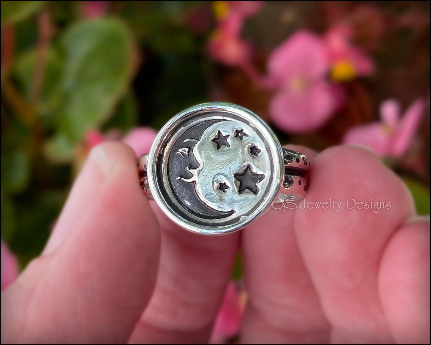 Size 9 - Sterling Man In The Moon Ring - LE Jewelry Designs