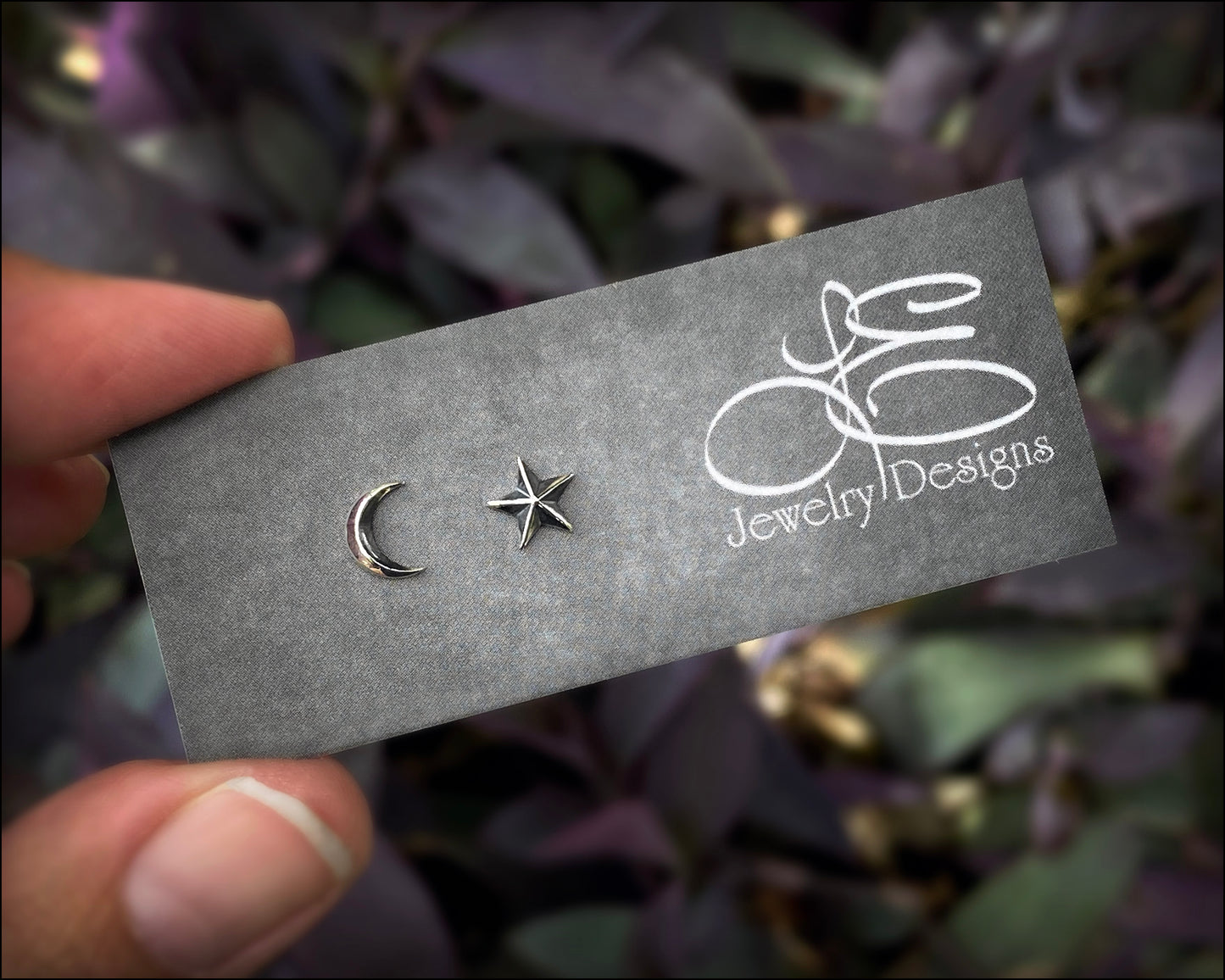 Sterling Silver Moon & Star Stud Earrings - LE Jewelry Designs