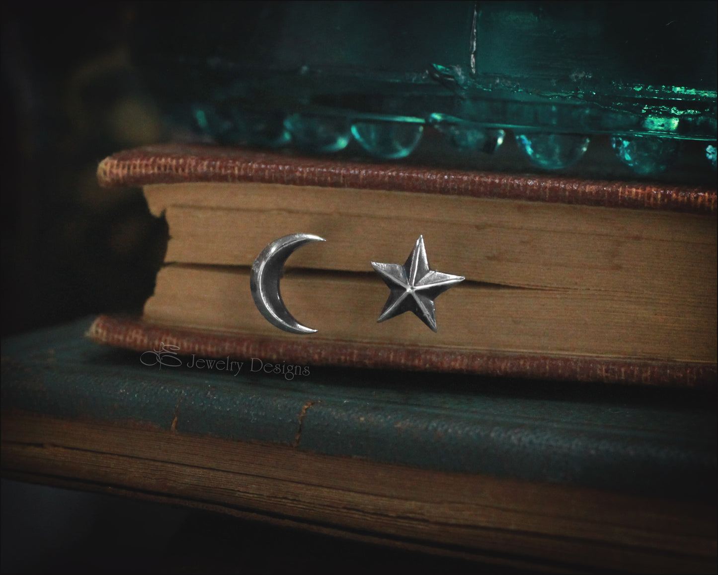 Sterling Silver Moon & Star Stud Earrings - LE Jewelry Designs