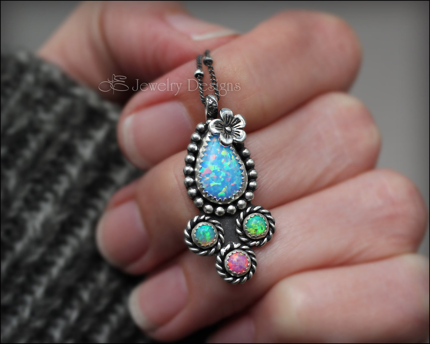 Sterling Multi Opal Artisan Necklace - LE Jewelry Designs