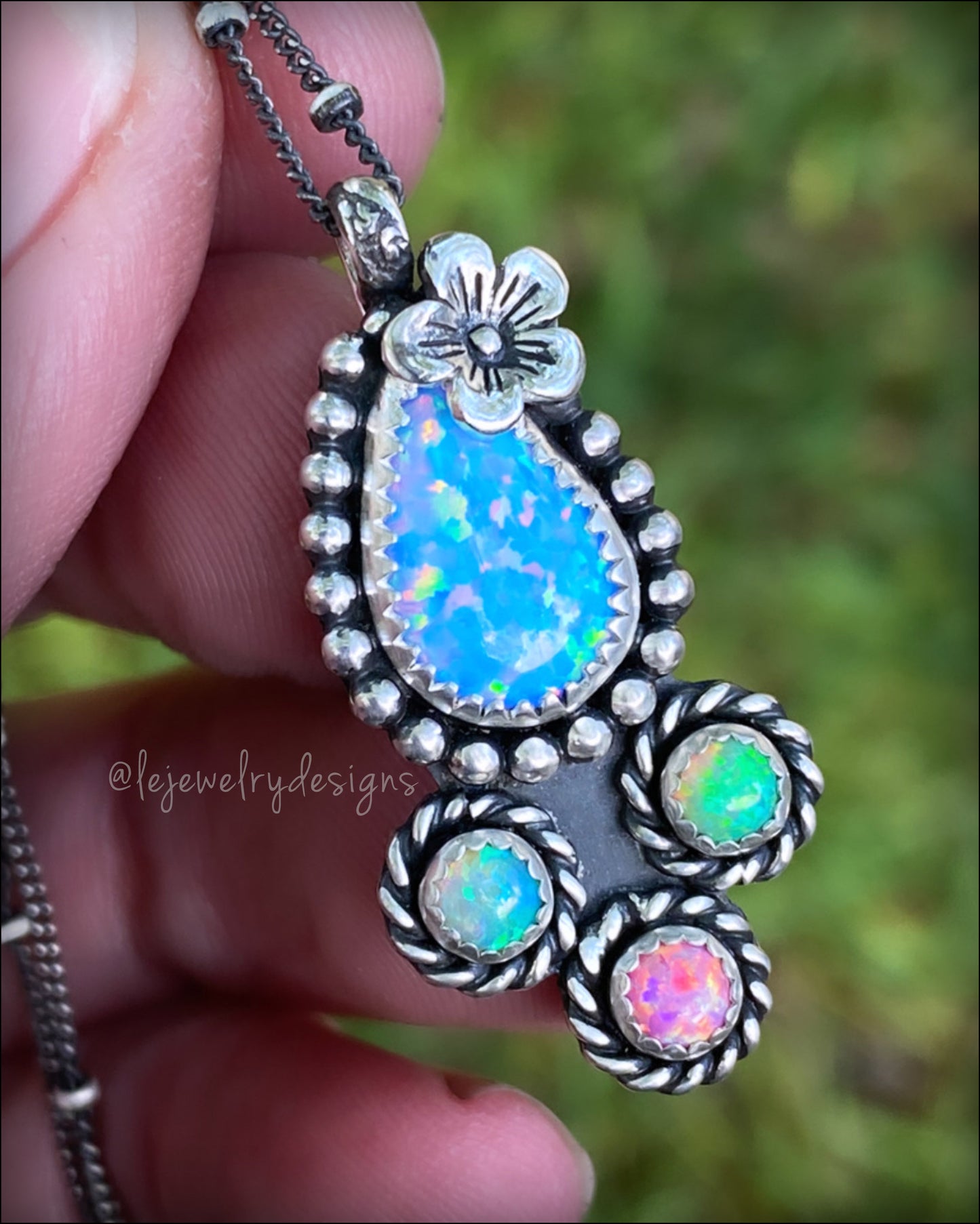 Sterling Multi Opal Artisan Necklace - LE Jewelry Designs