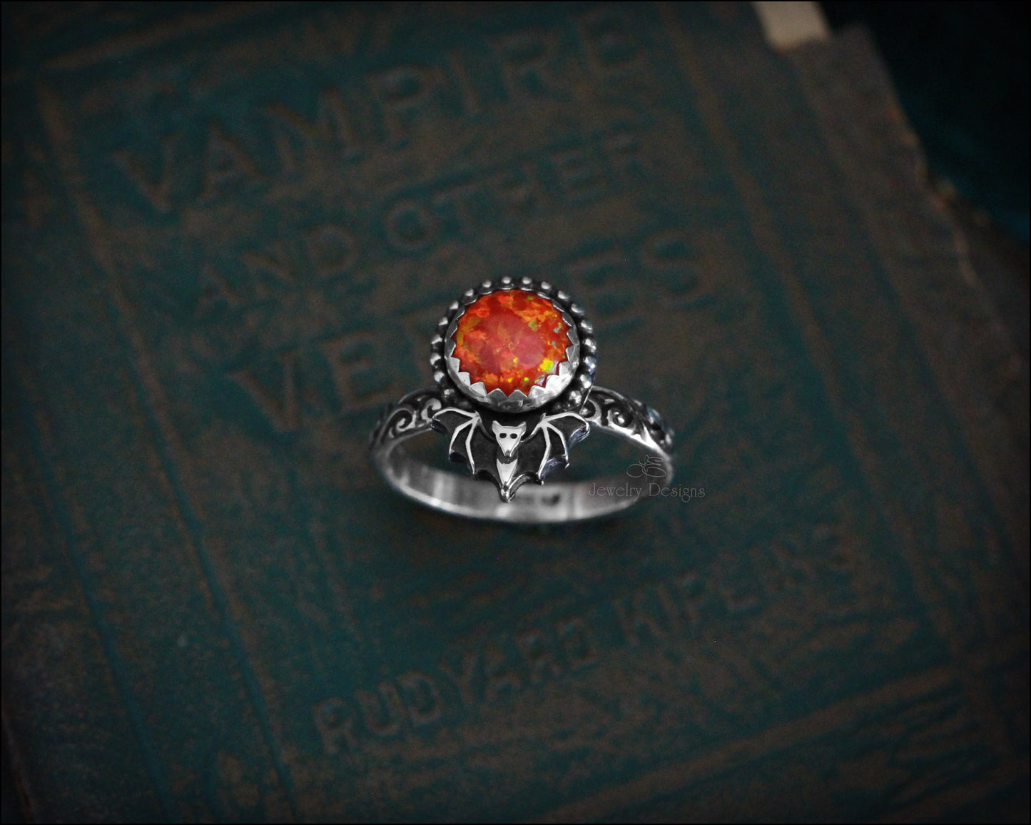 Sterling Silver Opal Bat Ring - LE Jewelry Designs