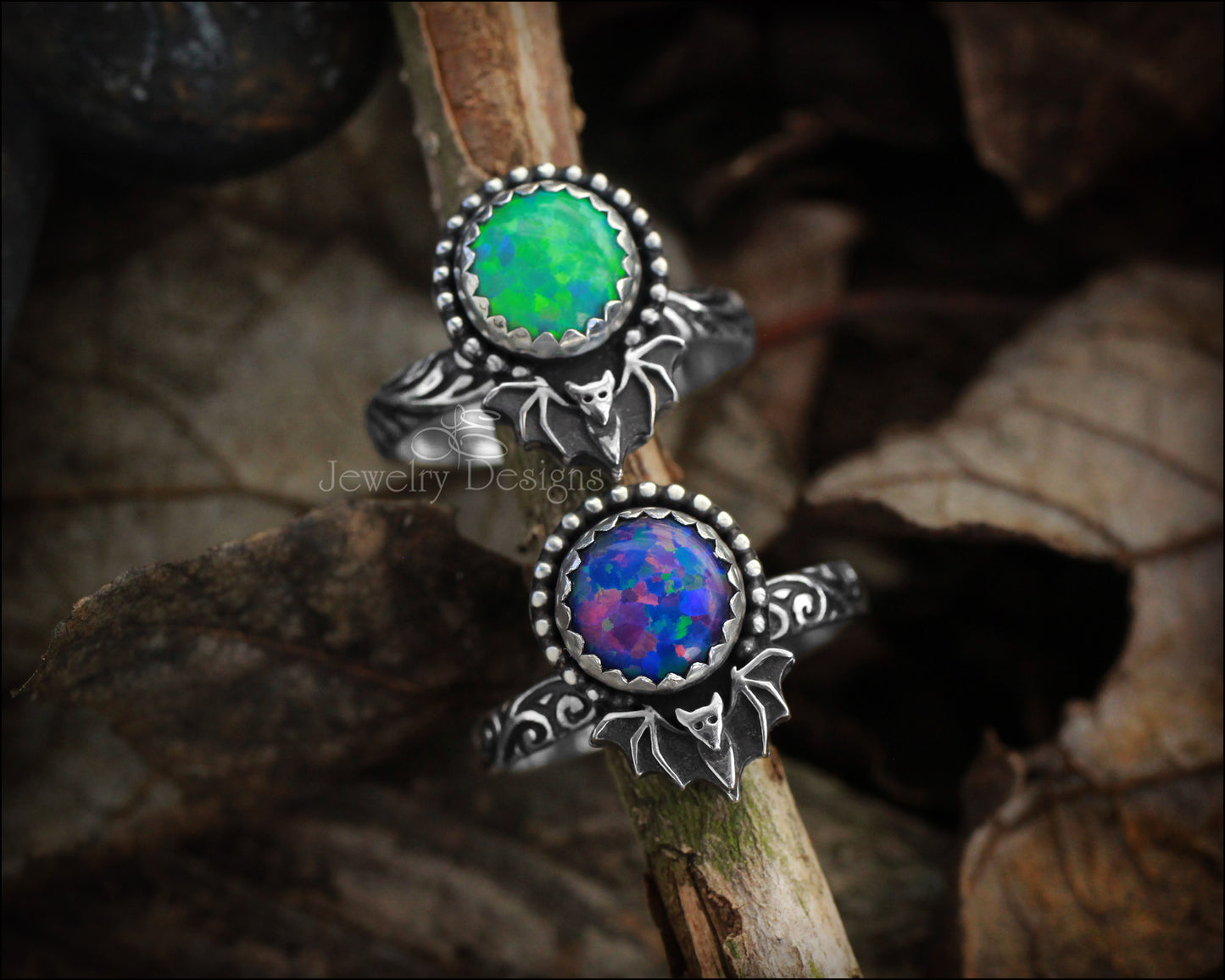 Sterling Silver Opal Bat Ring - LE Jewelry Designs