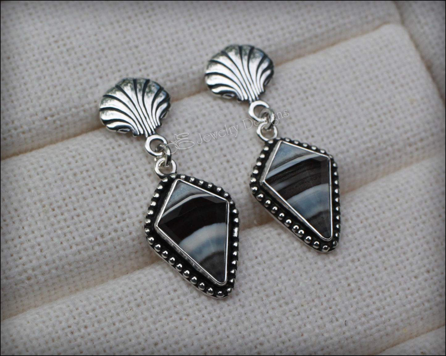 Sterling Peruvian Opal Shell Earrings - LE Jewelry Designs