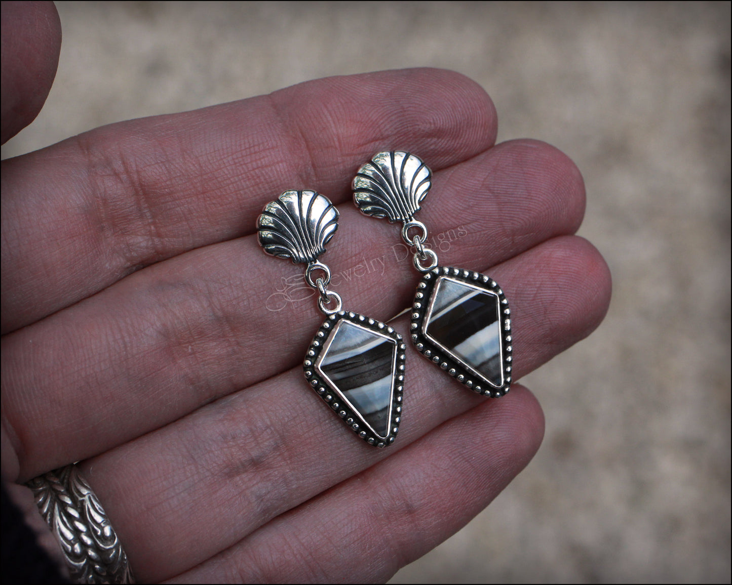 Sterling Peruvian Opal Shell Earrings - LE Jewelry Designs