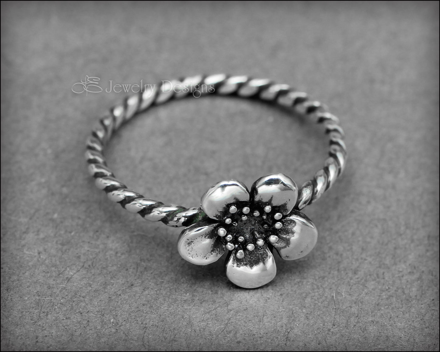 Size 6.5 - Sterling Plum Blossom Ring - LE Jewelry Designs