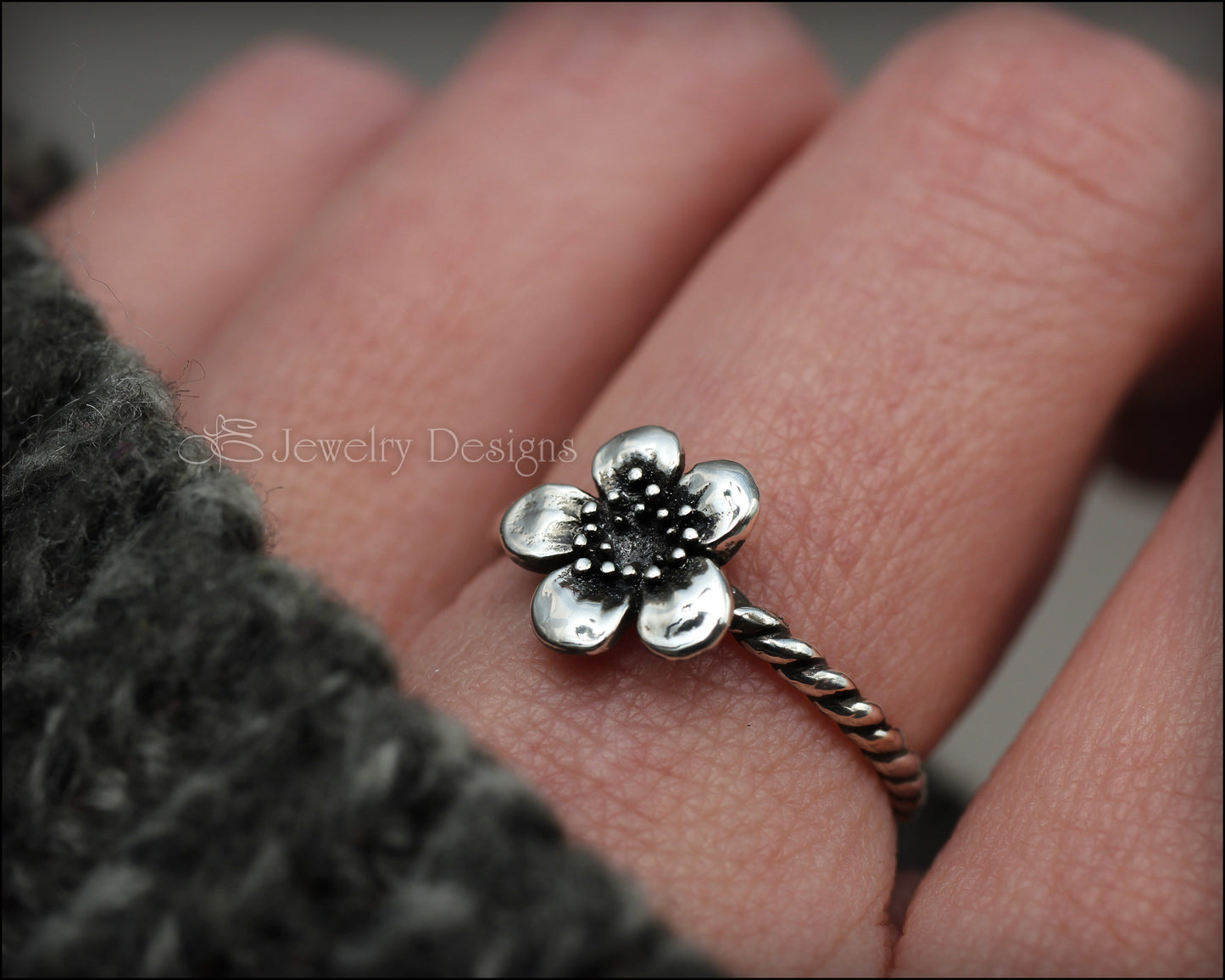 Size 6.5 - Sterling Plum Blossom Ring - LE Jewelry Designs