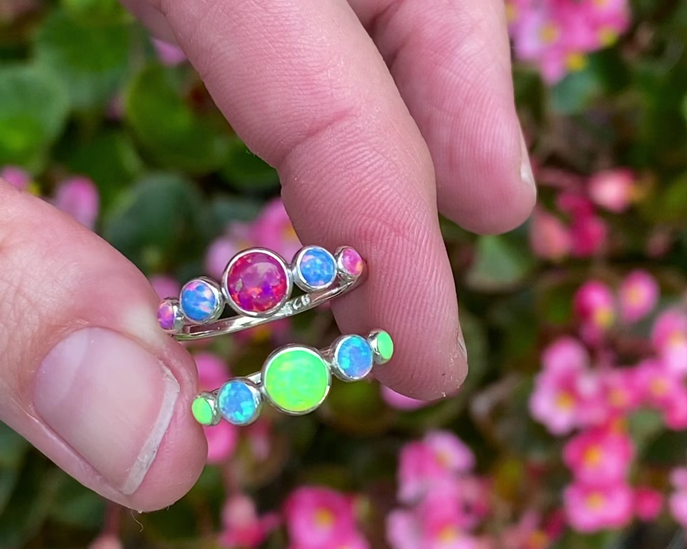 5-Stone Sterling Opal Ring