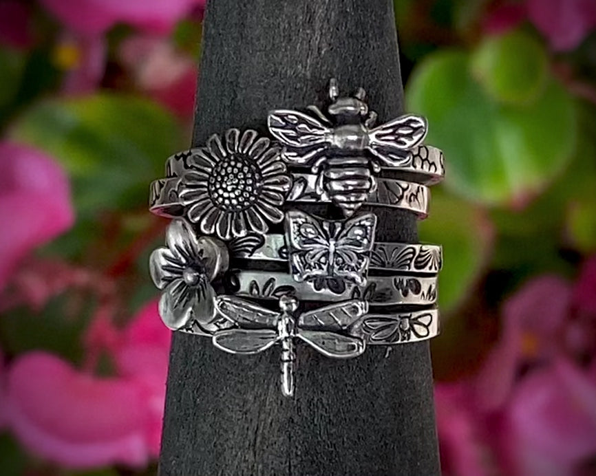 Sterling Spring Themed Rings
